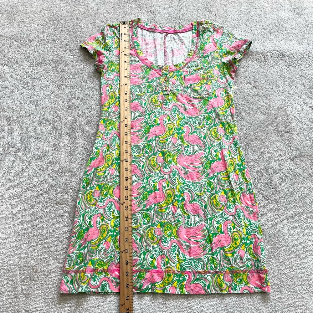LILLY PULITZER BRITTON HENLEY DRESS SIZE SMALL FLAMINGO PRINT VACATION PRETTY - Picture 9 of 10